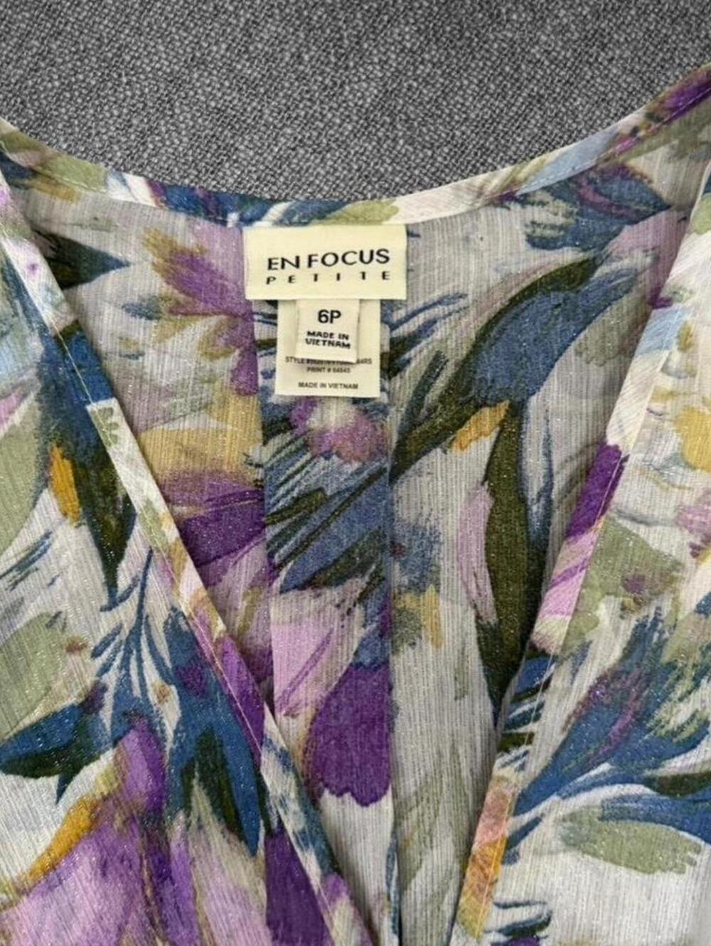 En Focus Petite Floral Wrap Maxi Dress Size 6P - Picture 4 of 8